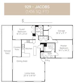 The Jacobs (1436 sqft) floorplan image