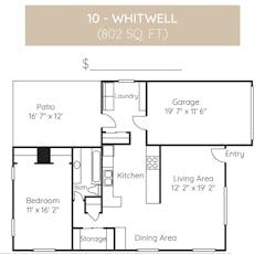 The Whitwell (802 sqft) floorplan image