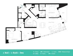 2BR 2B with Den floorplan image