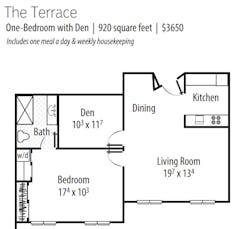1BR 1B with Den at The Terrace floorplan image