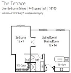 The One Bedroom Deluxe at The Terrace floorplan image