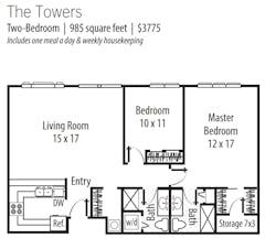 2BR 2B at The Towers floorplan image