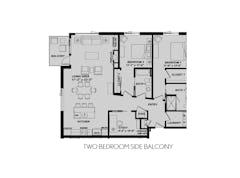 Two Bedroom Side Balcony at North Pointe Homes floorplan image