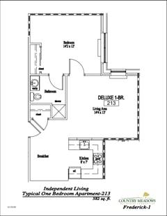Deluxe 1-Br Unit 213 floorplan image