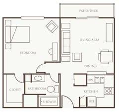 One Bedroom (620 sqft) floorplan image