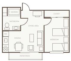One Bedroom (512 sqft) floorplan image