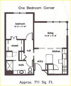 The Corner 1BR1B floorplan image
