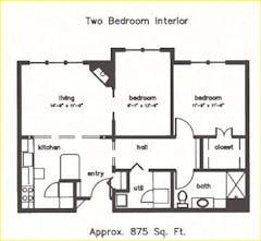 The Interior 2BR1B floorplan image