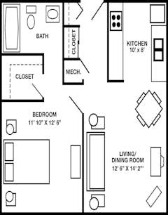 Tuzigoot Village One Bedroom Floor Plan floorplan image