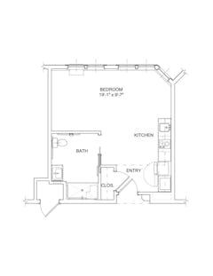 Studio (417 sqft) floorplan image