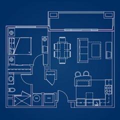 One Bedroom 760 Sq Ft floorplan image