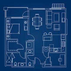 One Bedroom + Den 938 Sq Ft floorplan image