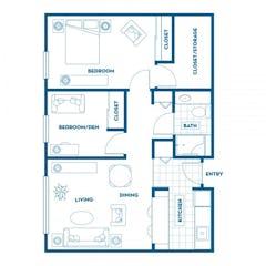 The Deluxe Two Bedroom floorplan image