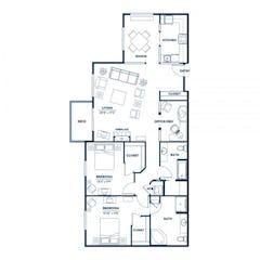 The 2BR with Den floorplan image
