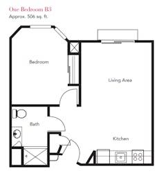 One Bedroom B3 floorplan image