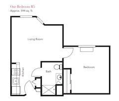 One Bedroom B5 floorplan image