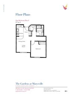 The 1BR Plan F floorplan image