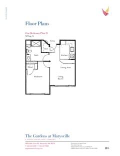 The 1BR Plan D floorplan image