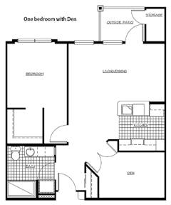 1 Bedroom w/ Den floorplan image