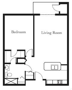 The AmethystGardens 1Bedroom floorplan image