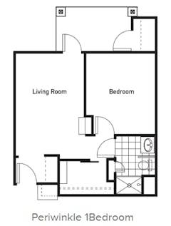 The Periwinkle 1Bedroom floorplan image