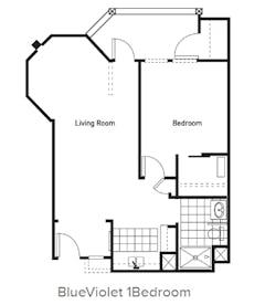 The BlueViolet 1Bedroom floorplan image