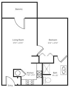 Callaway 1Bedroom floorplan image