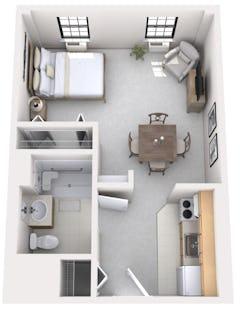 The Senior Suites Studio floorplan image