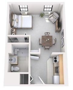 The Senior Suites Studio floorplan image