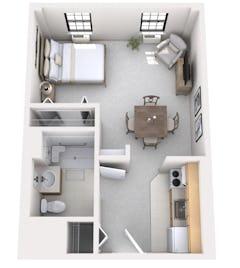 The SeniorSuites Studio floorplan image