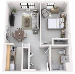 The SeniorSuites 1Bedroom floorplan image