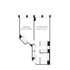 The 1BR H and I floorplan image