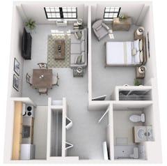 The SeniorSuites 1Bedroom floorplan image