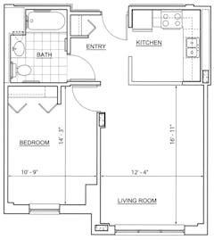The Grove 1Bedroom floorplan image