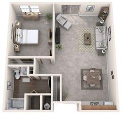 1Bedroom Kitchenette floorplan image