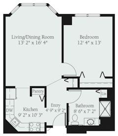The Dogwood 1Bedroom floorplan image