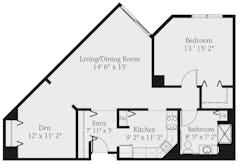The Katsura 1Bedroom floorplan image