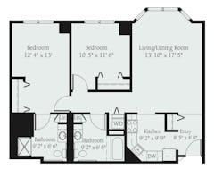 The Oleander 2 Bedroom floorplan image