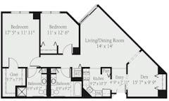 The Valley Oak 2 Bedroom floorplan image
