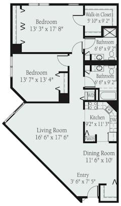 The Yellowwood 2 Bedroom floorplan image