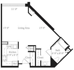 The Iris2 Studio floorplan image