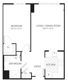 Dogwood 1Bedroom floorplan image