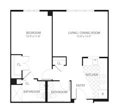 Evergreen 1Bedroom floorplan image