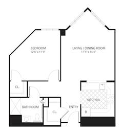 Ginkgo 1Bedroom floorplan image