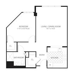 Hawthorn 1Bedroom floorplan image
