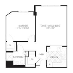Ivory 1Bedroom floorplan image