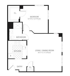 Juniper 1Bedroom floorplan image