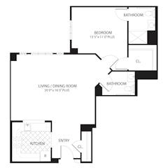 Mimosa 1Bedroom floorplan image