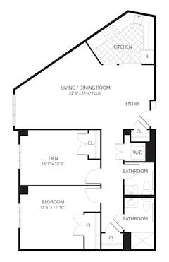Noblefir 1Bedroom Den floorplan image