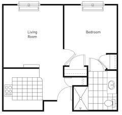 The Gardenia 1BR floorplan image